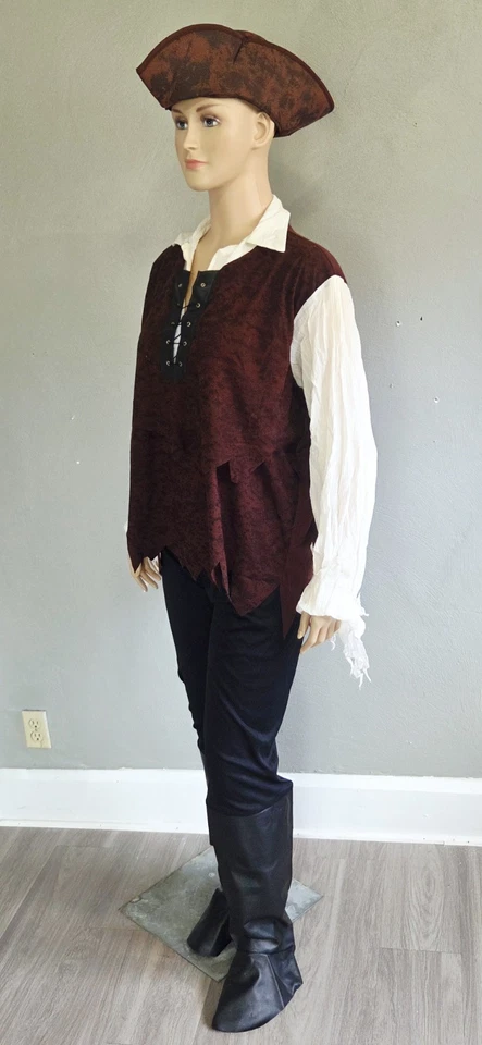 红宝石海盗服装男女成人 XL 万圣节套装全套 3 件套 — 第 3/4 张图片