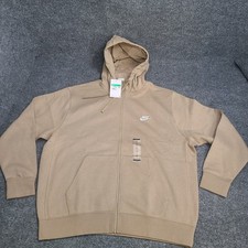 Nike Sweatshirt Mens XL Khaki Beige Zip Sportswear Club Fleece Hoodie Sweater