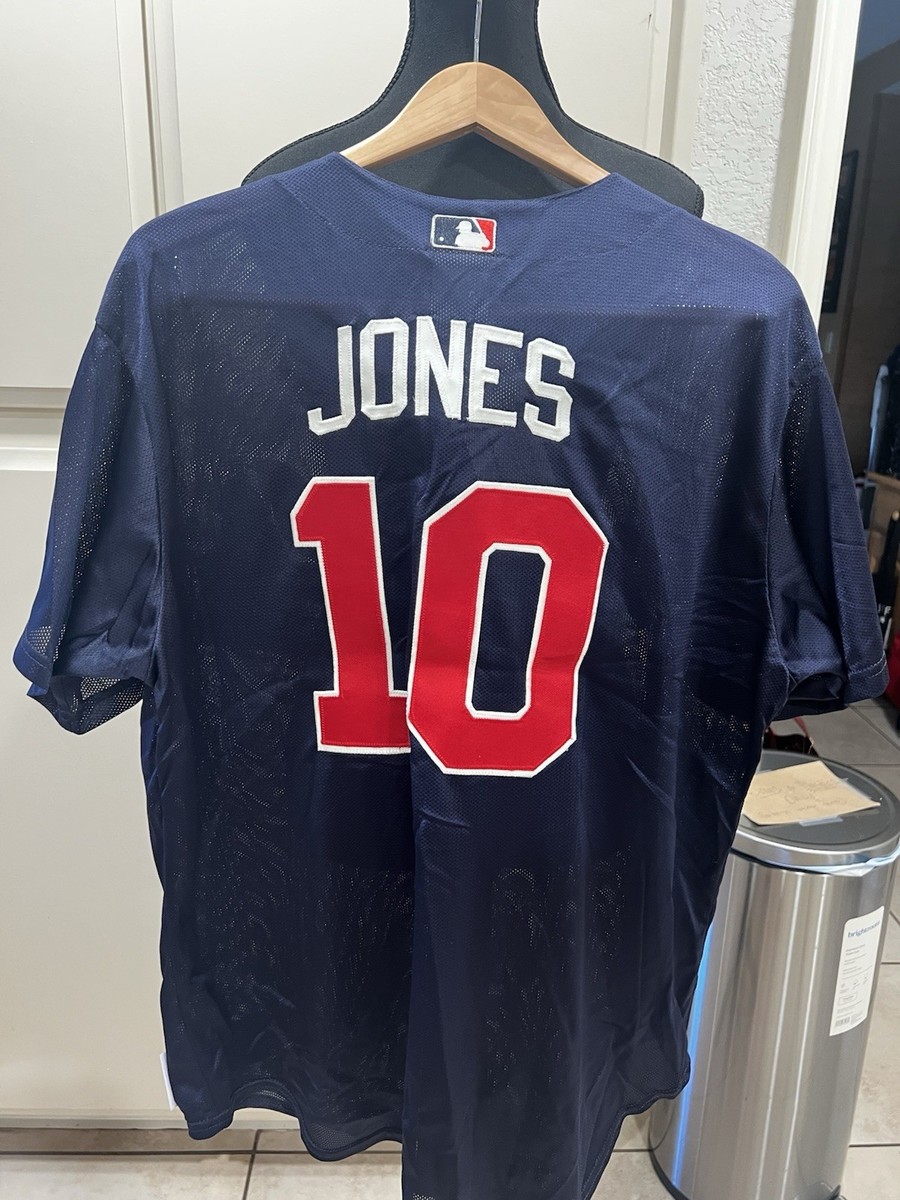 応援グッズ Atlanta Braves Majestic C.JONES #10 MLB Atlanta Braves Chipper Jones Majestic BP Jersey XL number 10 new