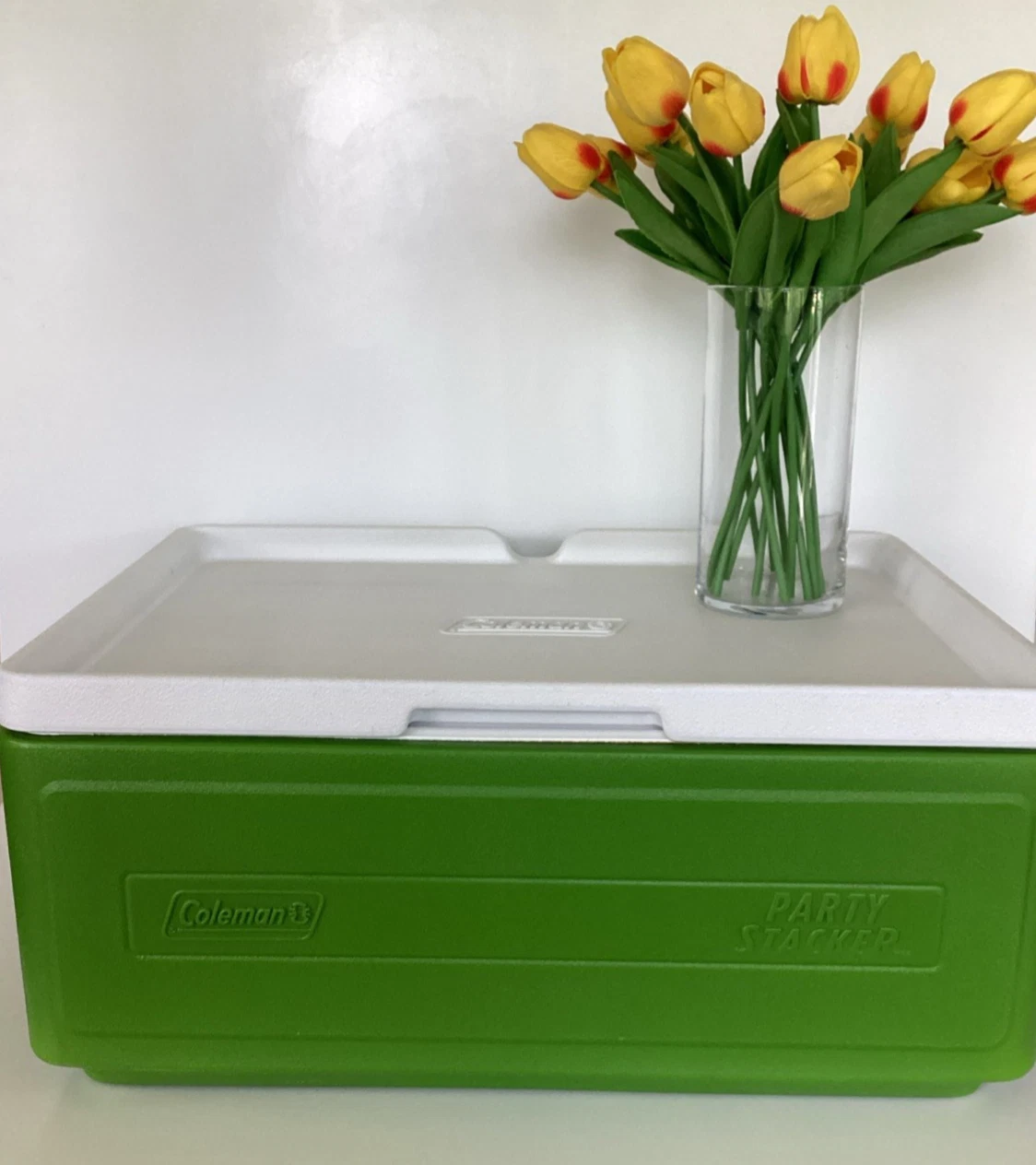 Vintage Coleman Party Stacker Cooler 6225 Green 24 Can Beer Soda USA Stacking