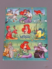 Vintage The Little Mermaid Ariel Ursula Sebastian Eric Disney Stickers 1 Sheet