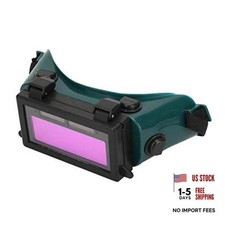Auto Darkening Welding Goggles Solar Powered with Wide View Lens for Arc Green