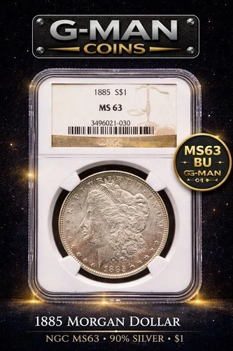 1885 Morgan Silver Dollar $1 NGC MS63 BU Blast White Luster Nice