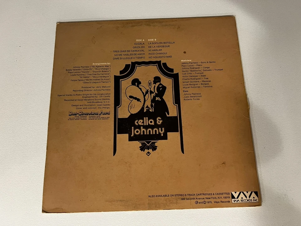 Celia & Johnny ‎– Tremendo Caché Vinyl LP Vaya Records 1975 LATIN SALSA - Image 2 of 3
