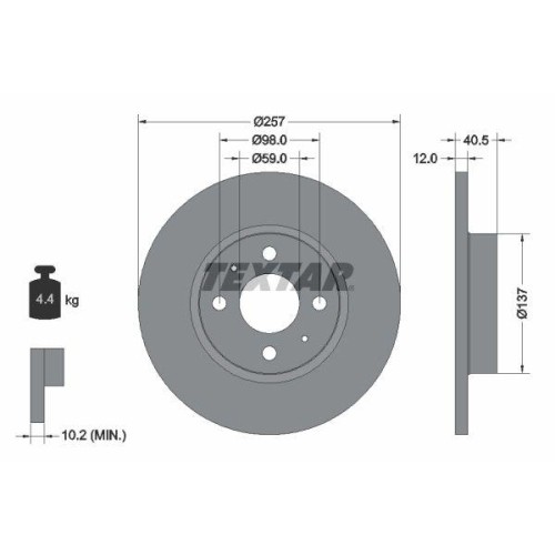 Textar 92236703 Bremsscheibe Vorderachse FüR Alfa Romeo Fiat Lancia-image