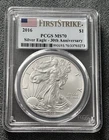 2016 SILVER EAGLE ~ FIRST STRIKE 30TH ANNIVERSARY ~ PCGS MS70 ~