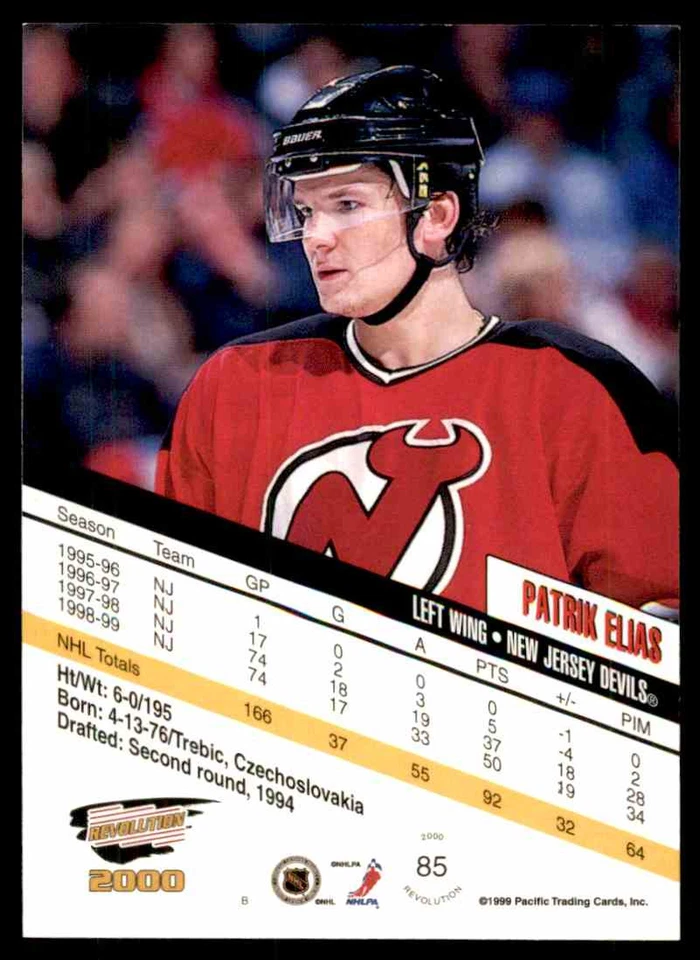 1999-00 PACIFIC REVOLUTION PATRIK ELIAS NEW JERSEY DEVILS #85 - Image 2 of 2
