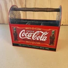 Coca-Cola Metal Bottle Caddy Drink Carrier Soda Vintage Organizer with Handle 6