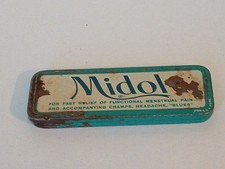 Vintage Midol Tin With Paper Inserts 3"×1"
