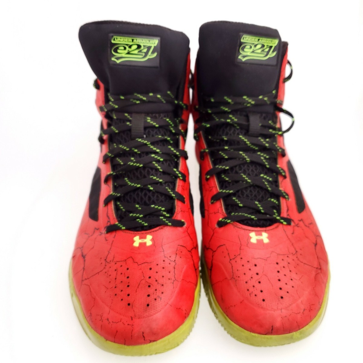 Under Armour E24 Men Clutch Basketball Mid Top Shoes Lace Up Red
