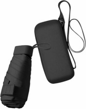 ESUFEIR Mini Travel Sun Umbrella for Purse With Case,Small Compact UV Black