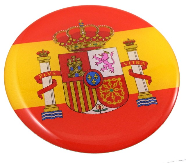Spain Spanish flag Round domed decal emblem Car bike 3d sticker 2.44