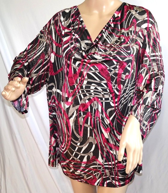 Southern Lady Women Plus Size 1x 2x 3x Burgundy Brown Gold Tunic Top