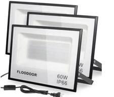  Floodoor 60W LED Flood Light, 6000LM Super Bright Work Light [3 Pack]