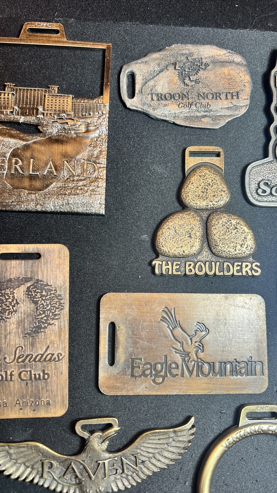 Vintage Golf Bag Tag Collection 30 Tags 12 Divot Tools. Top Arizona ...