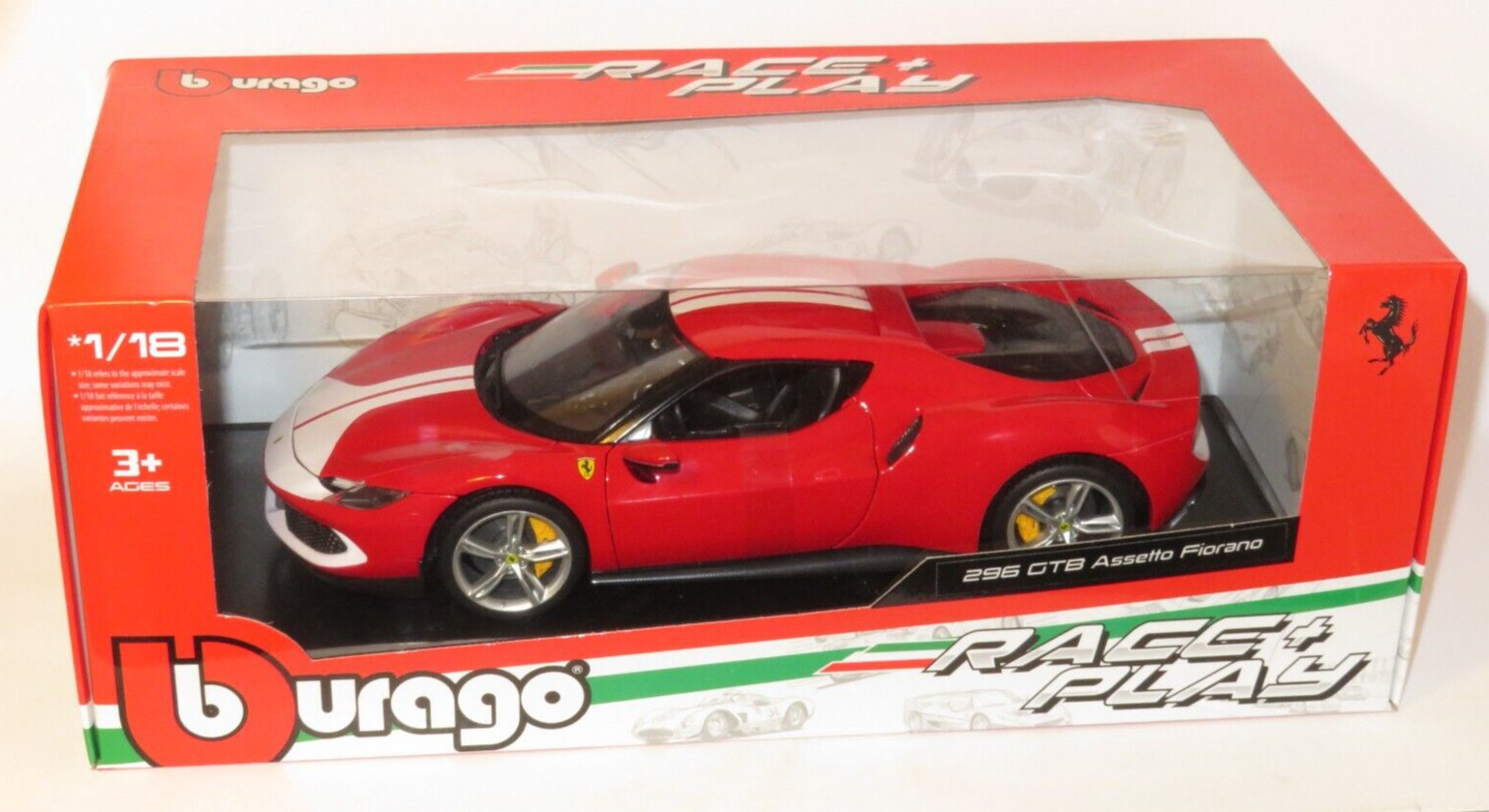 1/18 Ferrari 296 GTB Assetto Fiorano - Red with White Stripe