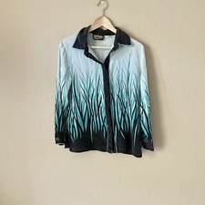 BOB MACKIE SILK MEADOWLANDS PRINTED BIG SHIRT BLOUSE 100 SILK Size XS