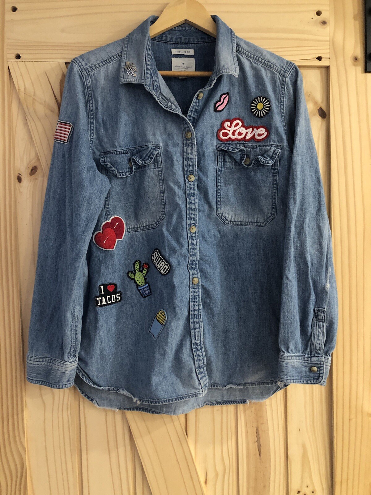 American Eagle Denim Patchwork Jacket Lightweight… - image 1