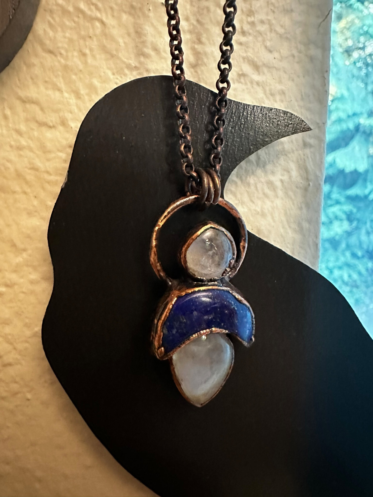 custom electroformed copper necklace gemstone - image 1