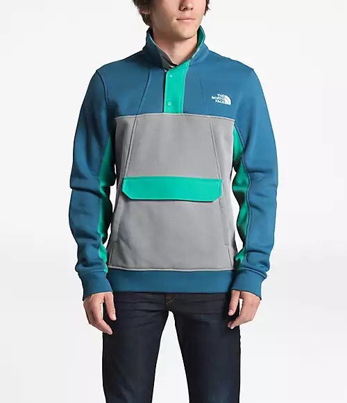 NEW $90 North Face Mens Alphabet City Fleece Pullover Sweatshirt Green Blue  sz M | eBay