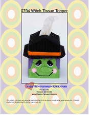 Witch Tissue Topper-Halloween-Plastic Canvas Pattern or Kit