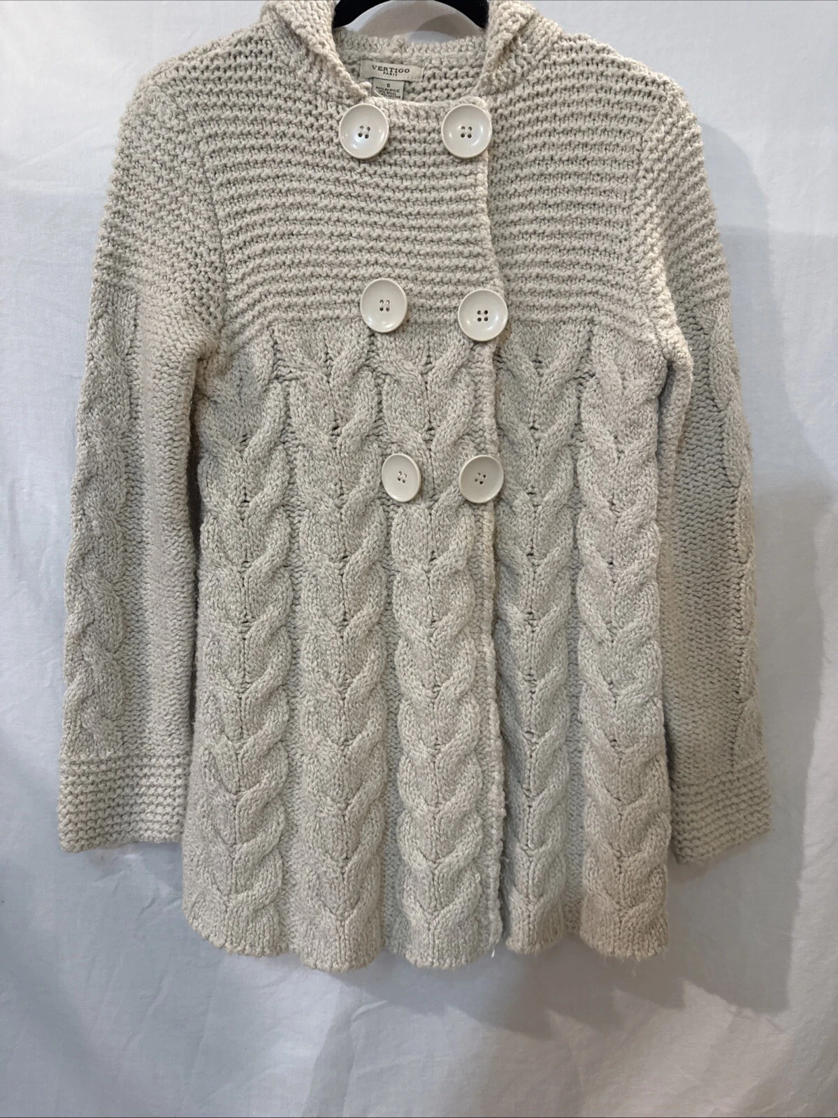 OFF WHITE Felpa con cappuccio Cream Vertigo Paris da donna chiusura a scatto con cappuccio e cavi Small