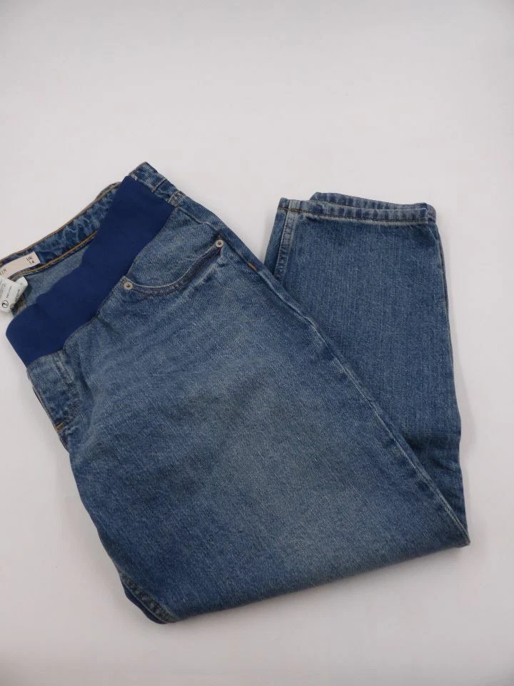 ASOS DESIGN MATERNITY RECYCLED FLORENCE STONE WASH BLUE PANTS WOMENS SIZE UK 14