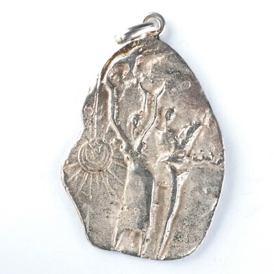 Collana girocollo in argento sterling con simbolo della pace vintage - Catena a maglie larghe da 16 pollici - Italia