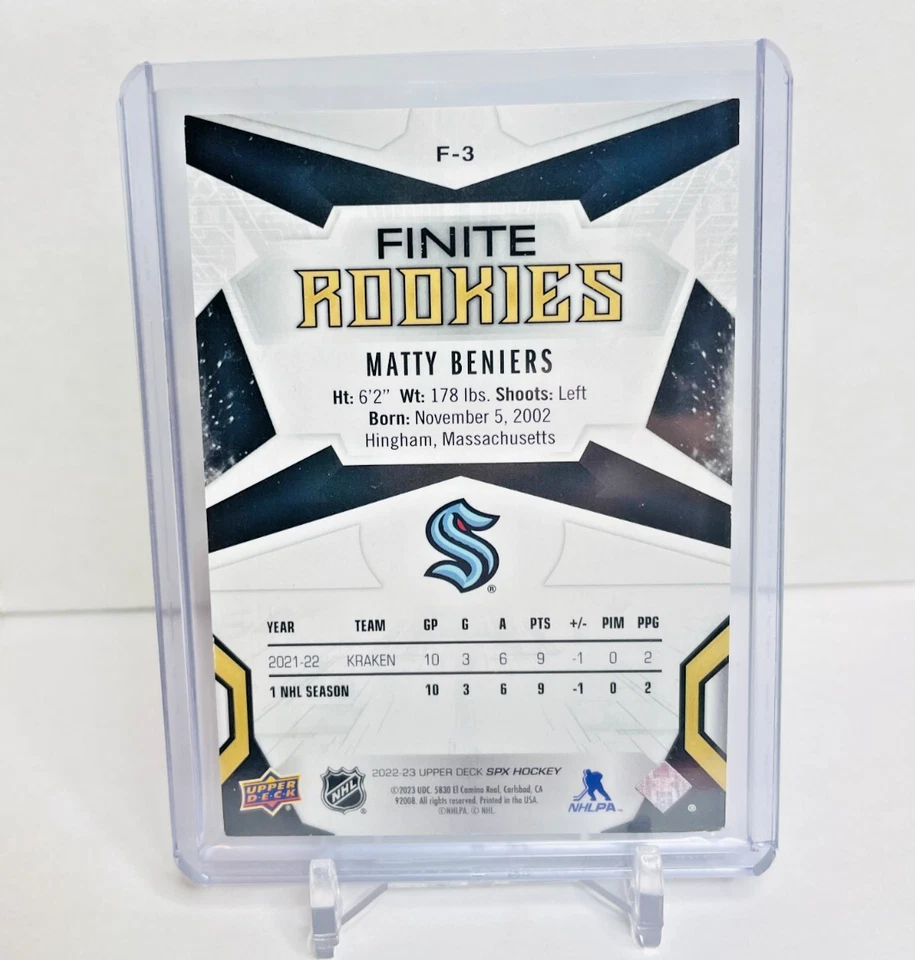2022-23 Upper Deck SPx Finite Rookies /499 Matty Beniers #F-3 RC Rookie SP - Image 2 of 2