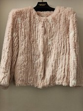 Maximilian For Bloomingdales Blush Pink Rex Rabbit Cropped Jacket M/l Nwot