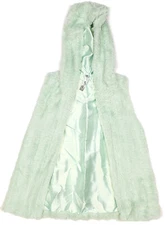 Knit Works Girls Hooded Vest Faux Fur Green Size M 10/12