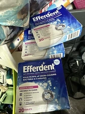 Efferdent Anti Bacterial Denture Cleaner Essential Clean 20 ct Tablets 3 Boxes