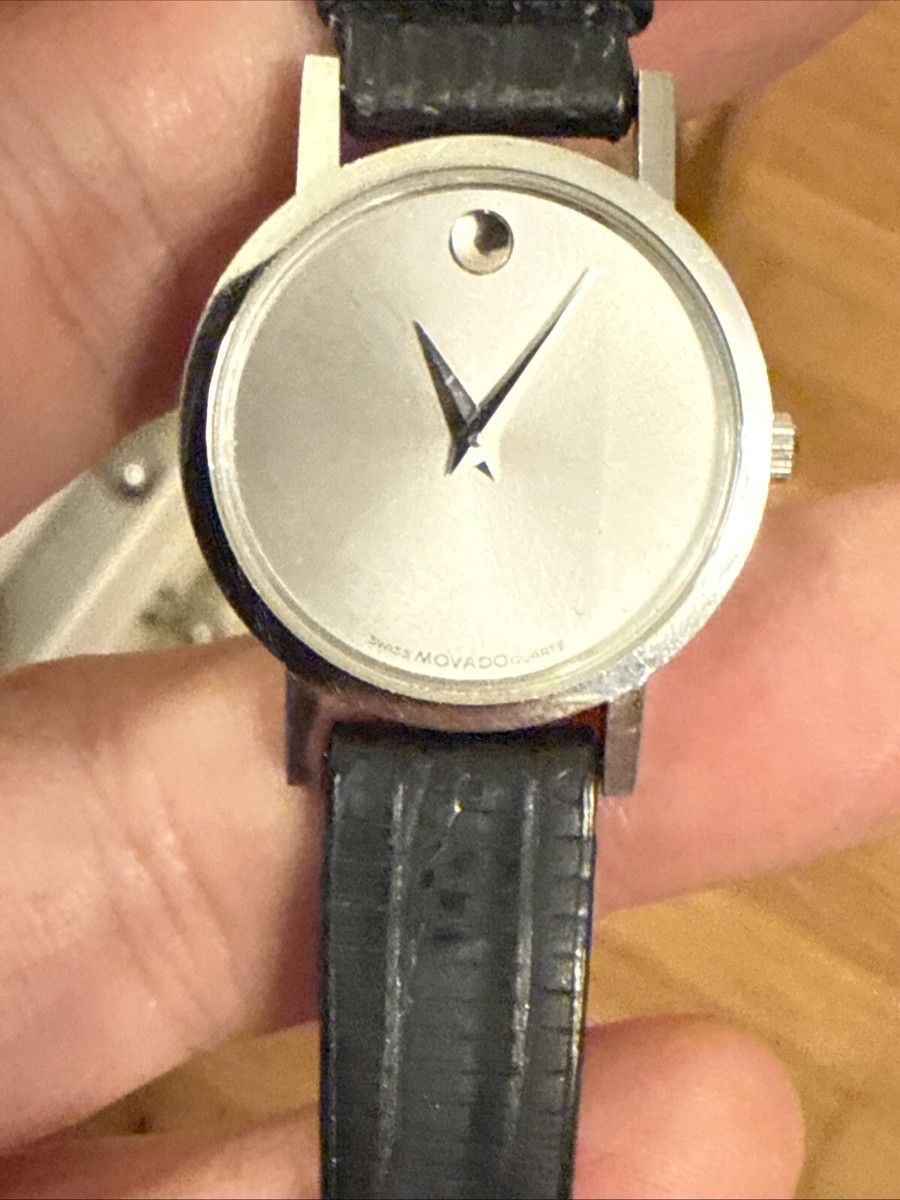 Womens Movado Silver Leather Band Watch Movado Museum Silver Dial Leather Band Women main image 2