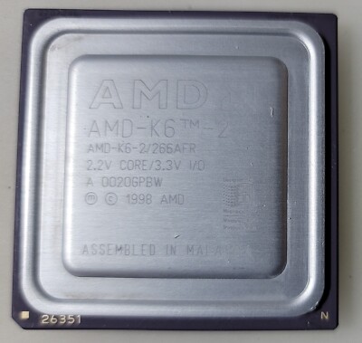 AMD K6-2 266 MHz | AMD-K6-2/266AFR 2.2V CORE/3.3V I/O A 9823 AMD K6-2 266 MHz | AMD-K6-2/266AFR 2.2V CORE/3.3V I/O A 9823