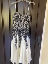 Sue Wong Silk Dress Beaded Fancy Prom Evening Gown Cream Black 6 Fits 4 Lace Z8
