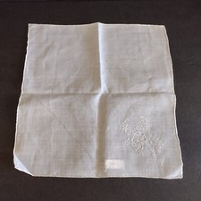 Vintage Hankie Handkerchief 100 Linen Handrolled  Hemmed Embroidered Butterfly
