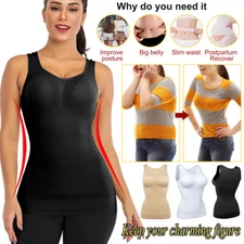 Women Genie Vest Shapewear Built-in Bra Tummy Waist Cami Body Shaper Camisole