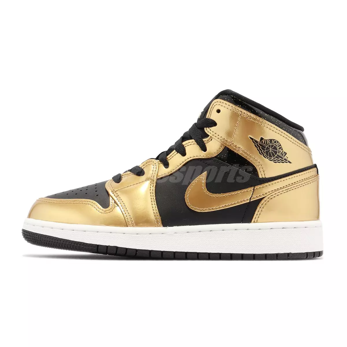 Nike Air Jordan 1 Mid SE GS Black Metallic Gold Junior Kid AJ1