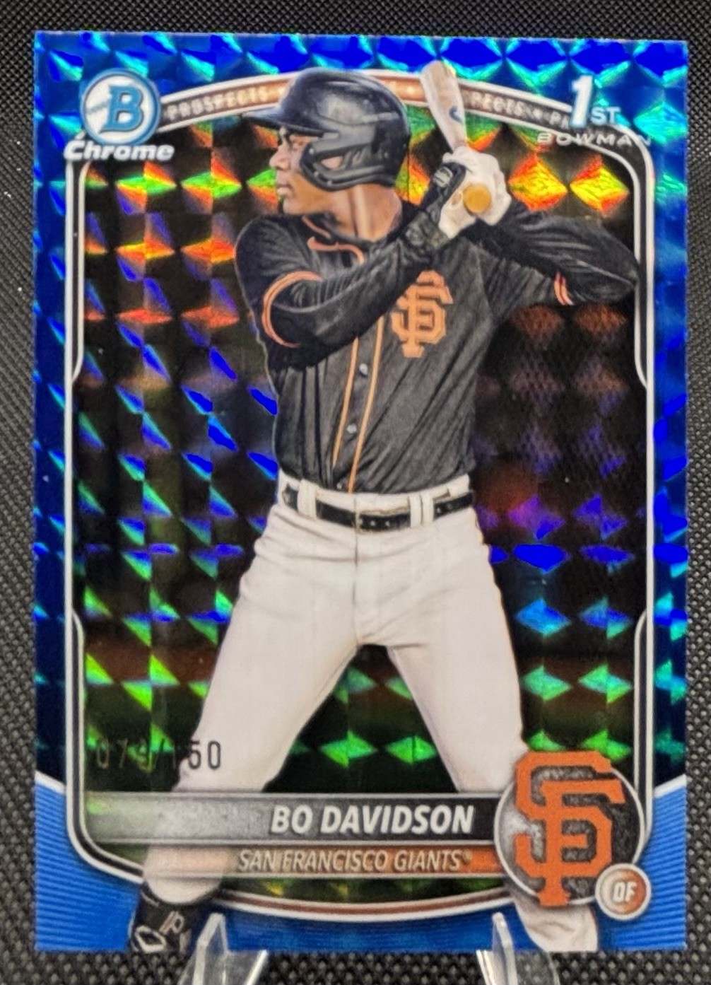Bo Davidson 2025 Bowman Chrome 1st Blue Geometric Refractor /150 SF Giants