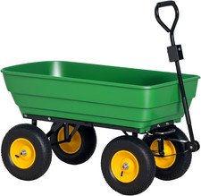 Carrello Da Giardino 125L in Acciaio E PP Con Vasca Ribaltabile E Maniglia Da Tr