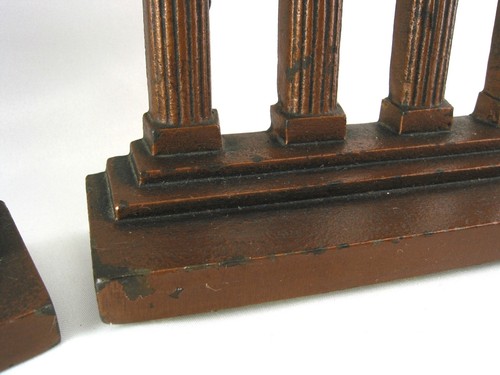 1930's Classical Greek Temple Cast Iron Copper Clad Bookends JUDD Co. 9767 - Afbeelding 5 van 19