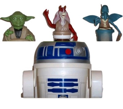1999 Star Wars Episode I Cup Topper Lot Yoda Jar Jar R2-D2 Watto Sealed Taco Bel