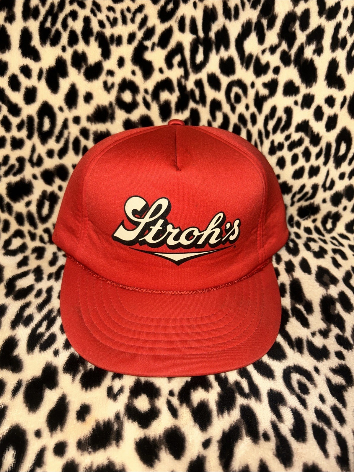 Vintage 80’s Stroh’s Beer Solid Snapback Trucker … - image 1
