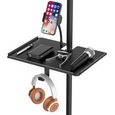 Metal Microphone Stand Tray with Mic Stand Phone Holder - 11.7" x 7.8" Functi...