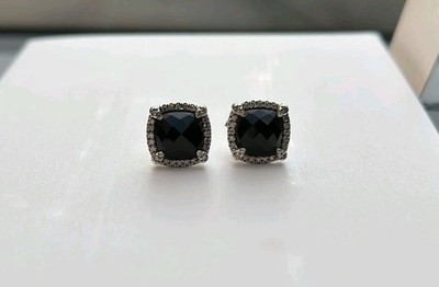 David &Yurman Chatelaine Ohrstecker Sterlingsilber schwarzer Onyx 925 Pavé 