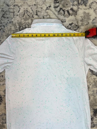 Sunday Swagger Men’s White Pastel Paint Splatter Performance Golf Polo - Picture 11 of 11