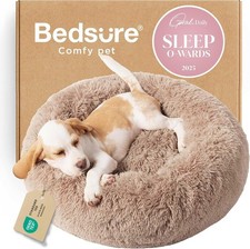 NEW Bedsure Calming Dog Cat Bed Small 23" Round Donut Washable Faux Fur No-Slip