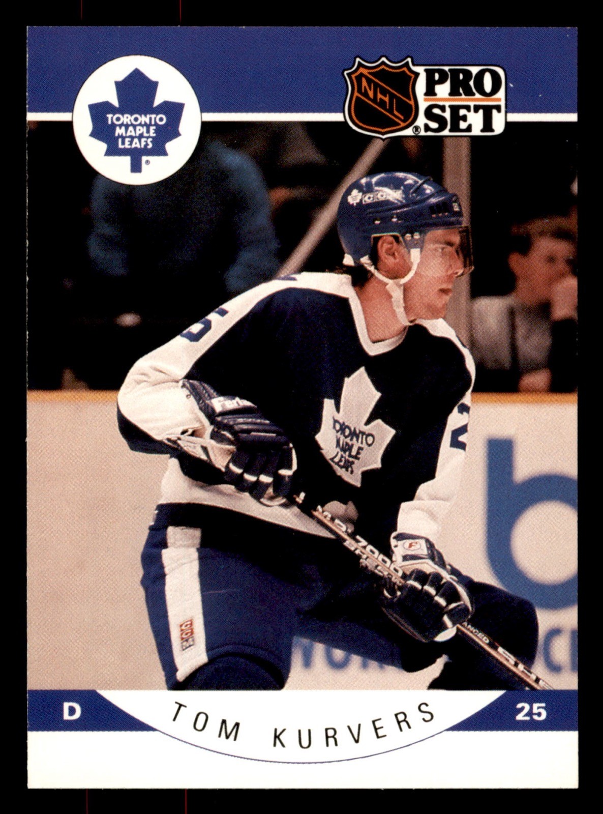 282 Tom Kurvers 25 Maple Leafs 1990 Pro Set Hockey Sports Trading Card