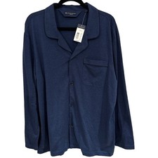 HART SCHAFFNER Marx Men's Large Navy long sleeve button up Sleepwear NWT 125