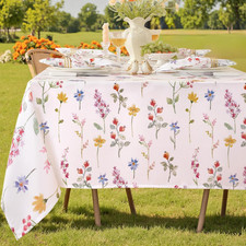 Spring Summer Tablecloth Rectangle 60X102 Inch,Wrinkle Resistant Pastel Flower T
